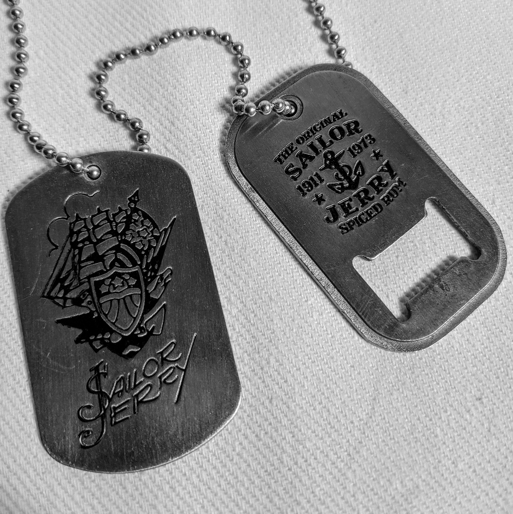 Sailor Jerry military tag bottle opener